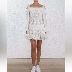 Jupe à Volants Zimmermann Whitewave - Taille 0 Ivoire - Mini
